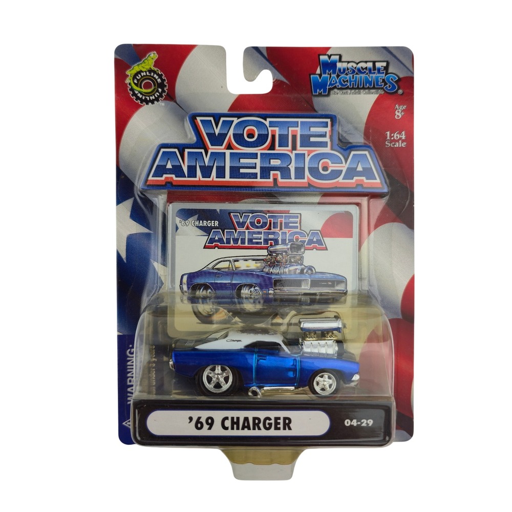 Muscle Machines 1969 Dodge Charger Vote America Blue 1/64 Scale Diecast Car